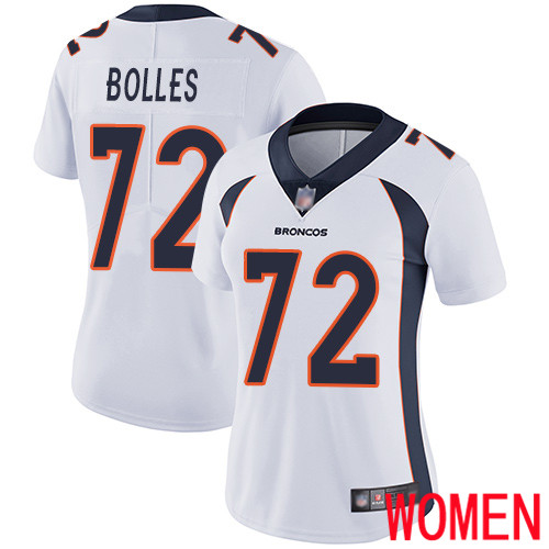 Women Denver Broncos #72 Garett Bolles White Vapor Untouchable Limited Player Football NFL Jersey